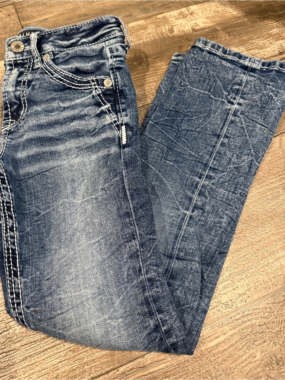 Boys Salvage by Buckle Washed Blue Slim Stretch Jeans Size 10R